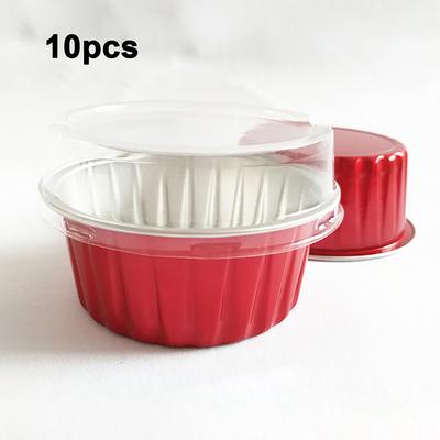 10шт 125 мл алюминиевая фольга круглая чашка для кексов с крышками контейнеры для крема