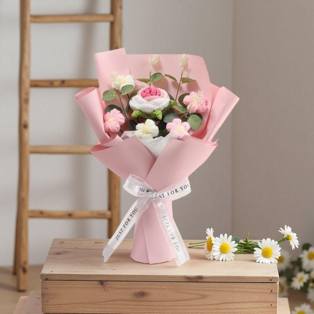 Completed Crochet Artificial Flower Finished Knitted Knitted Flower Fake Flowers Valentine's Day