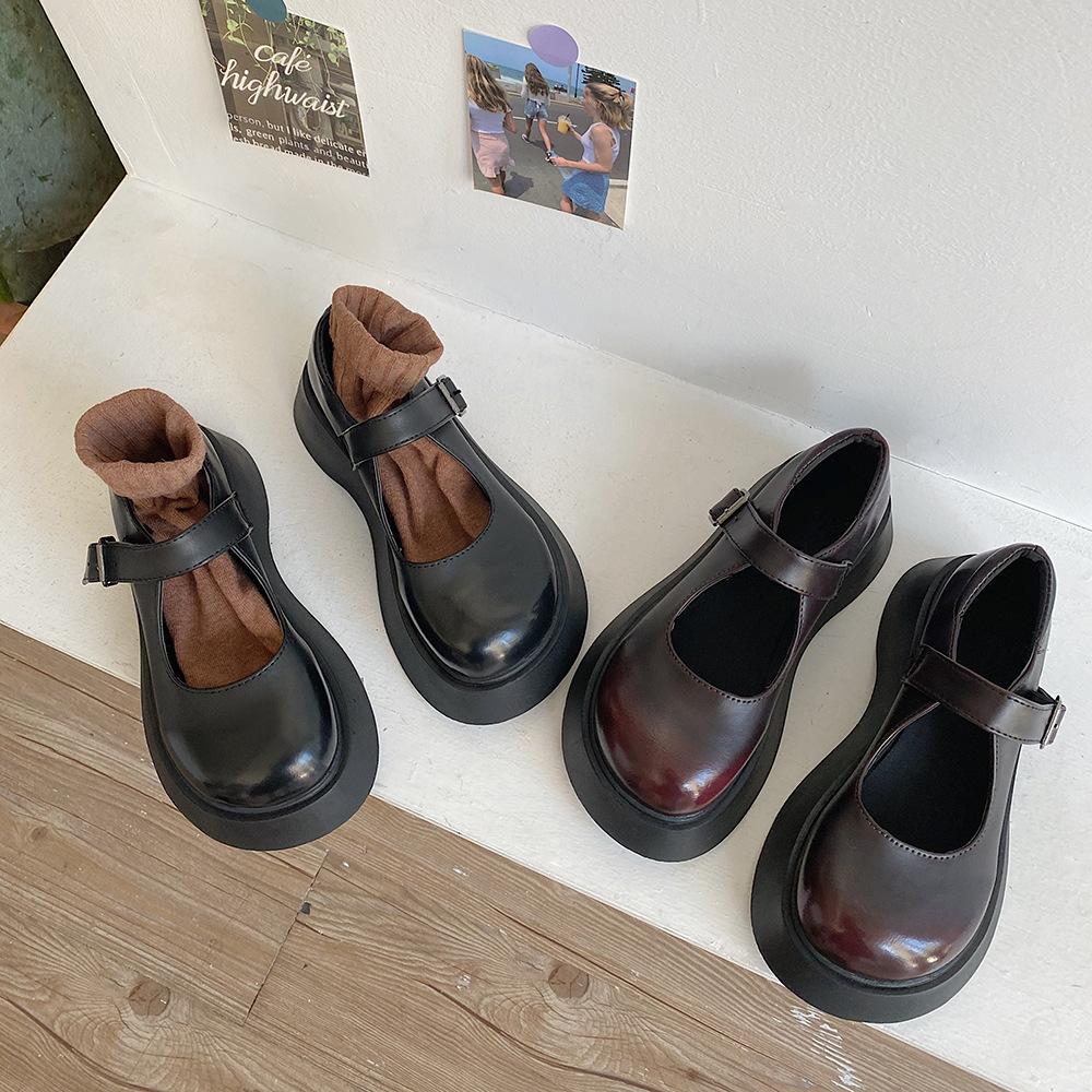 Туфли Мэри Джейн женские 2025 платформа интернет-знаменитость корейская версия универсальные ретро универсальные колледж британский стиль большая голова маленькая ле