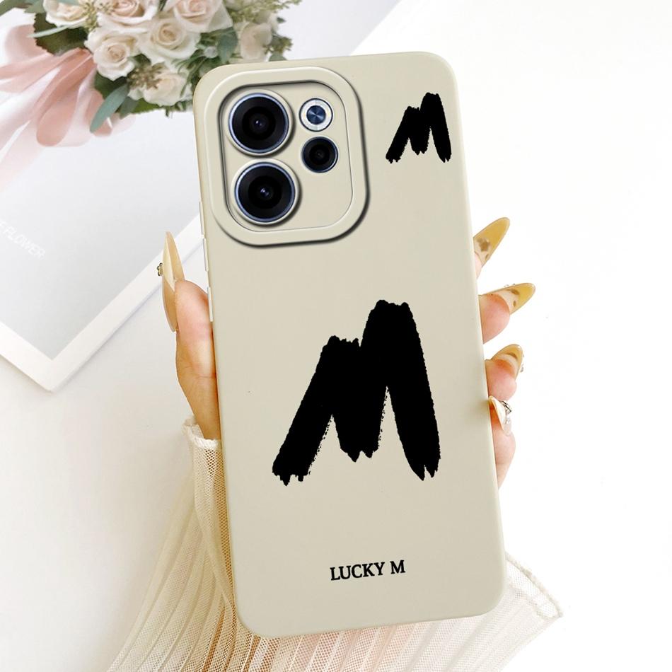 For OPPO Reno15 F 15FS 5G CPH2801 Lucky Initial Letter Phone Case For Oppo Reno15F 15 FS Soft Silicone Shockproof Cases Bumpers