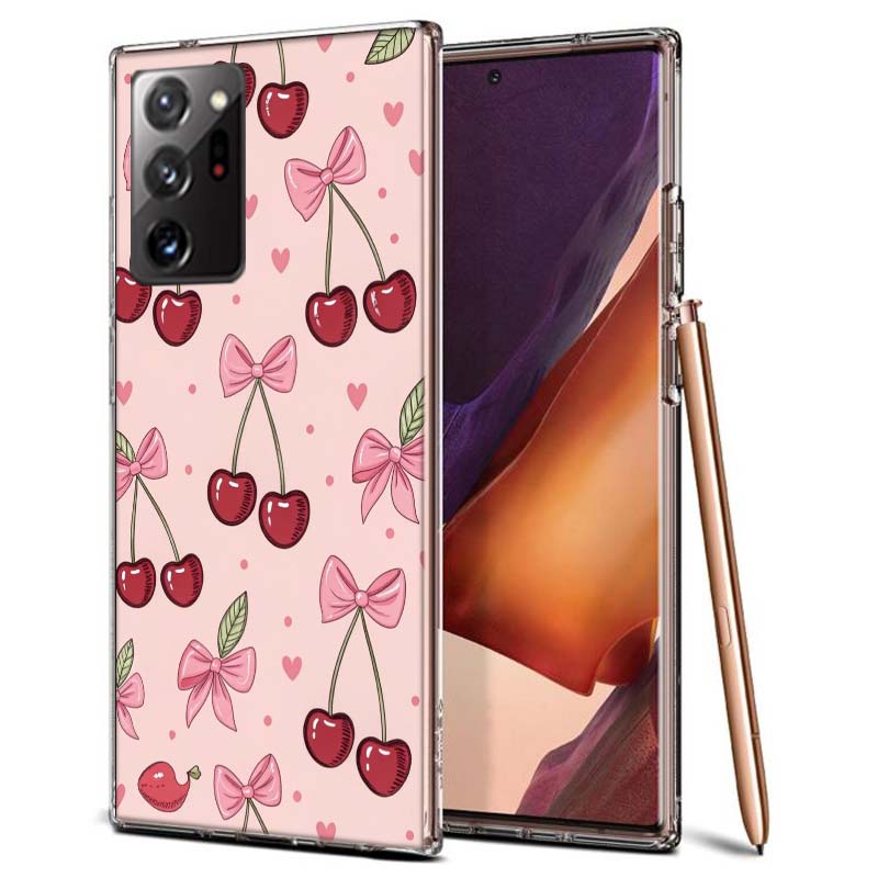 Cherry Bow Phone Case for Samsung A55 A35 A25 A15 A07 A05S A16 A17 A26 A36 A37 A56 A57 Galaxy Note 20 10 A50S A71 A51 A31 A30 A2