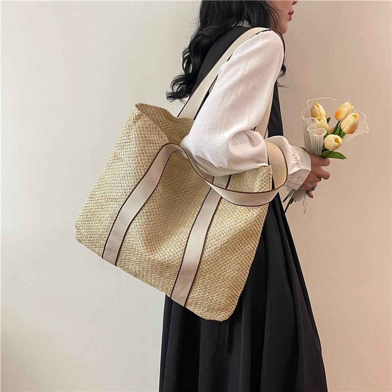 Yogodlns Летние сумки ручной работы для женщин, пляжные тканые женские соломенные пляжные сумки, большая вместительная сумка с верхней ручкой, сумки-тоут