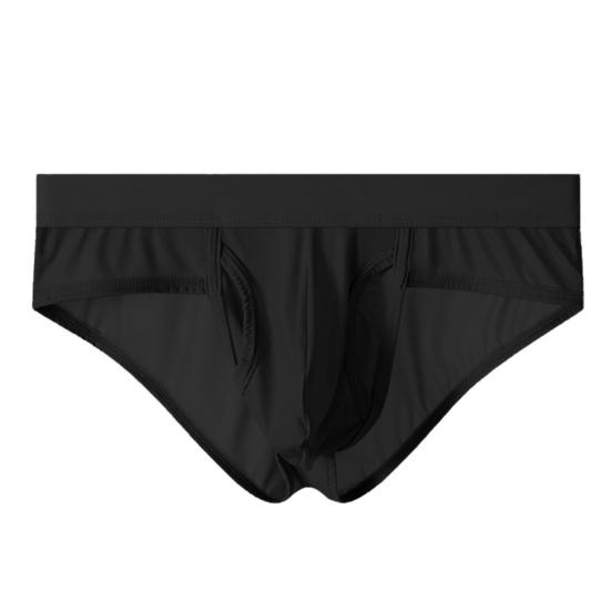 Men Briefs Mid-rise Side Opening Design Tight Cut Panties Solid Color Ice Silk Thin Perspective Breathable Smooth Underwear