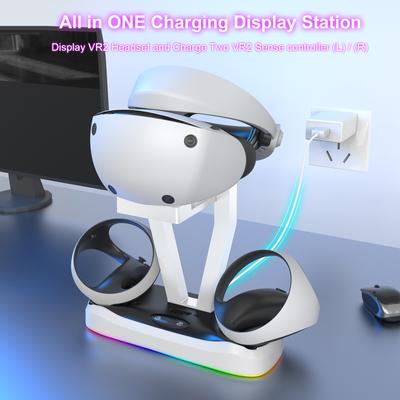 Совместимость с PS VR2 Аксессуары VR-Wireless Controller USB Charger-Gamepad Charging-Bracket Station с подсветкой дисплея