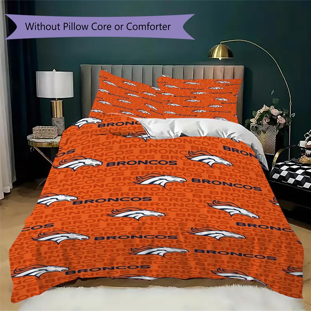 Denver Broncos Pattern Bedding uilt Set uilt Cover Pillowcase Home Decoration Birthday Gift (1*duvet cover + 2*pillowcase without core)