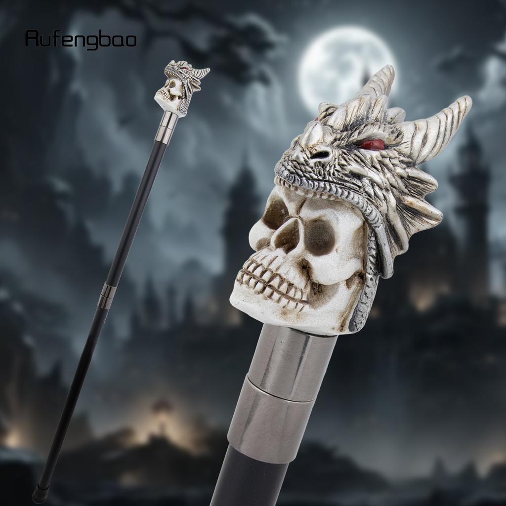 Серебряный Resin Череп Голова Дракона Трость Модная Декоративная Стальная Палка Джентльменская Элегантная Косплей Рукоять Посох 94см