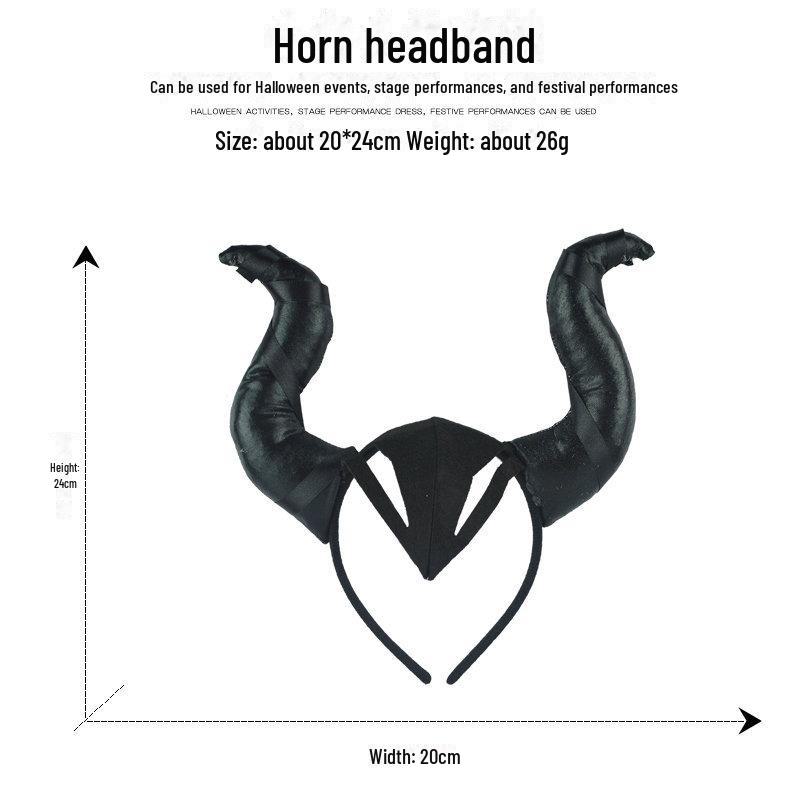 Black Unicorn Wings & Devil Horn Headband for Carnival Dance Party