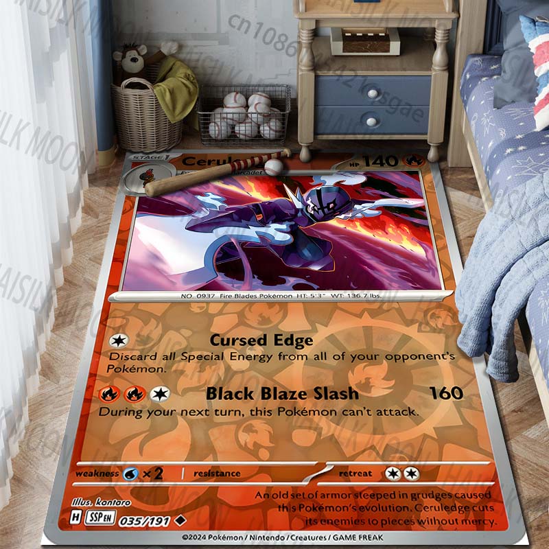 Multiple Sizes Pokemon Cards Ceruledge Print Carpet for Living Room Bedroom Kid's Room Home Decor Non-slip Mat Area Rug Gift