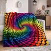 1Pc Rainbow Spiral Dots Blanket Soft And Comfortable Casual Warm Camping Travel Christmas Halloween Xmas Gift Em92424