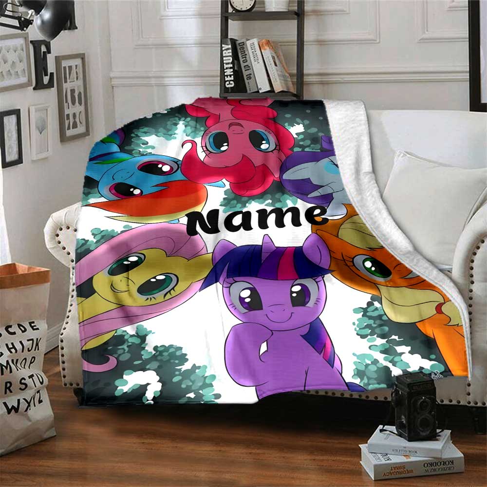 Little Pony (13) Personalized Name Blanket Gift Personalized Blanket Warmthful Decor for Picnics Couch Chair Living Room Ideal for All Seasons