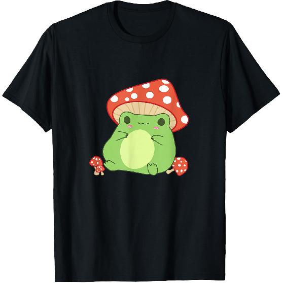 Cottagecore Frog Aesthetic Cute Frog with Mushroom Hat T-Shirt Small