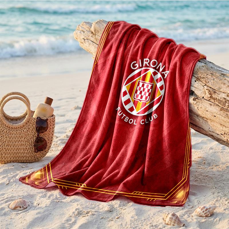 Girona FC Print Microfiber Beach Towel Quick Dry Absorbent Large Towel For Beach Swimming Travel
