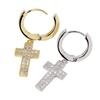 Cubic Zirconia Bling Iced Cross Earring Gold Silver Color Copper Material Earrings for Men Women Hip Hop Rock Jewelry