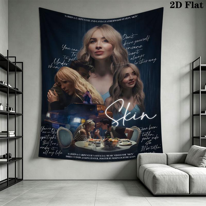 Sabrina Carpenter Rhythm Wall Hanging Printed Fabric Blanket Decorative Tapestries for Bedroom Living Room Home Decor