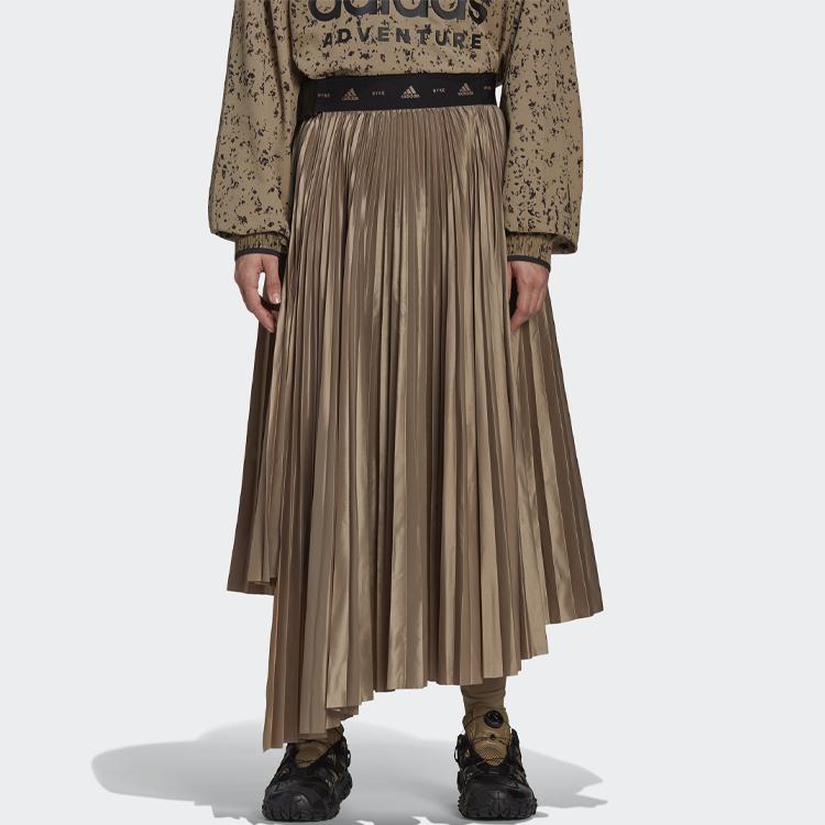 Adidas Юбка макси Originals X Hyke с асимметричным подолом, однотонная, средней посадки, со складками, женские юбки желто-коричневого цвета GP3042