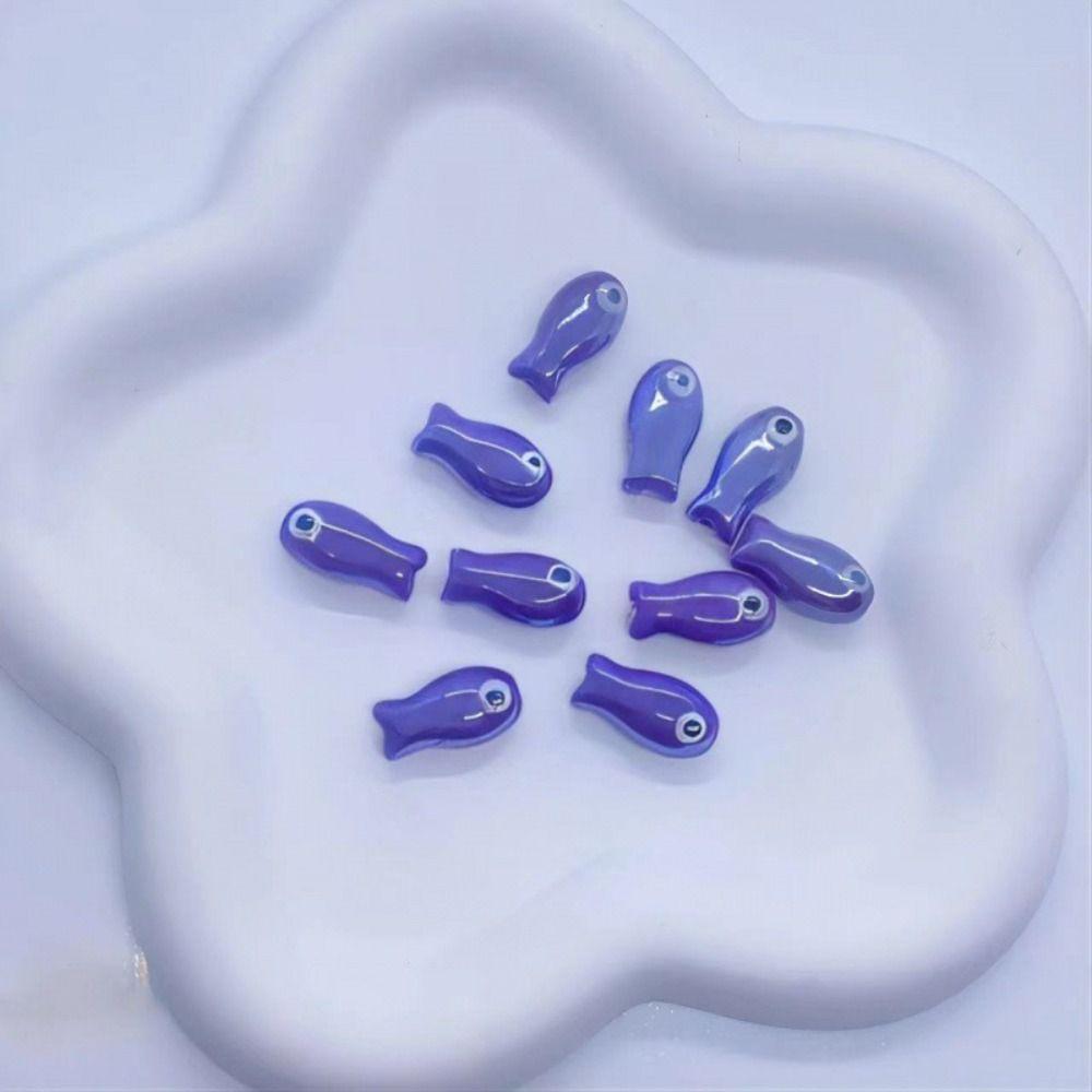 10Pcs Cartoon Design Small Fish Beads Ceramic Jewelry Making Material  Gift
