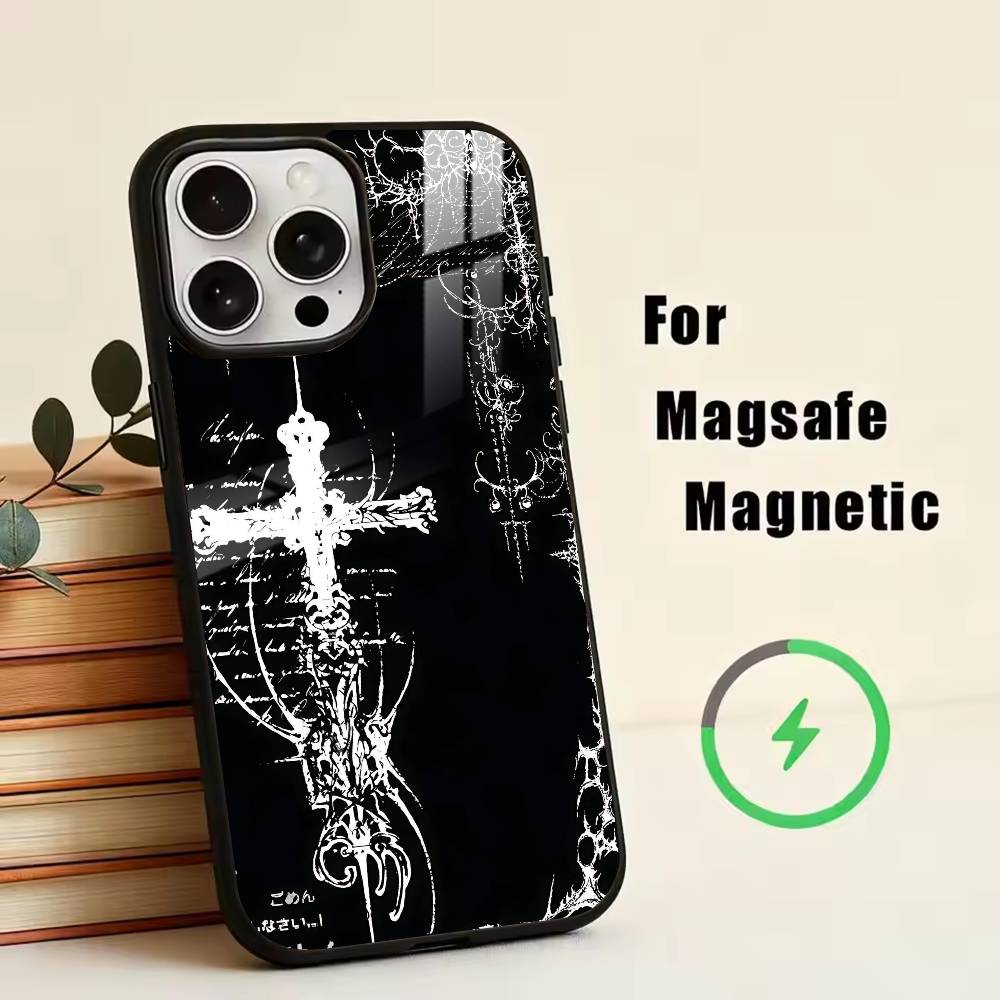 Cyber Sigil Cross Phone Case For iPhone17,16,15,14,13,12,11 Plus,Pro Magnetic For Magsafe Wireless Charging