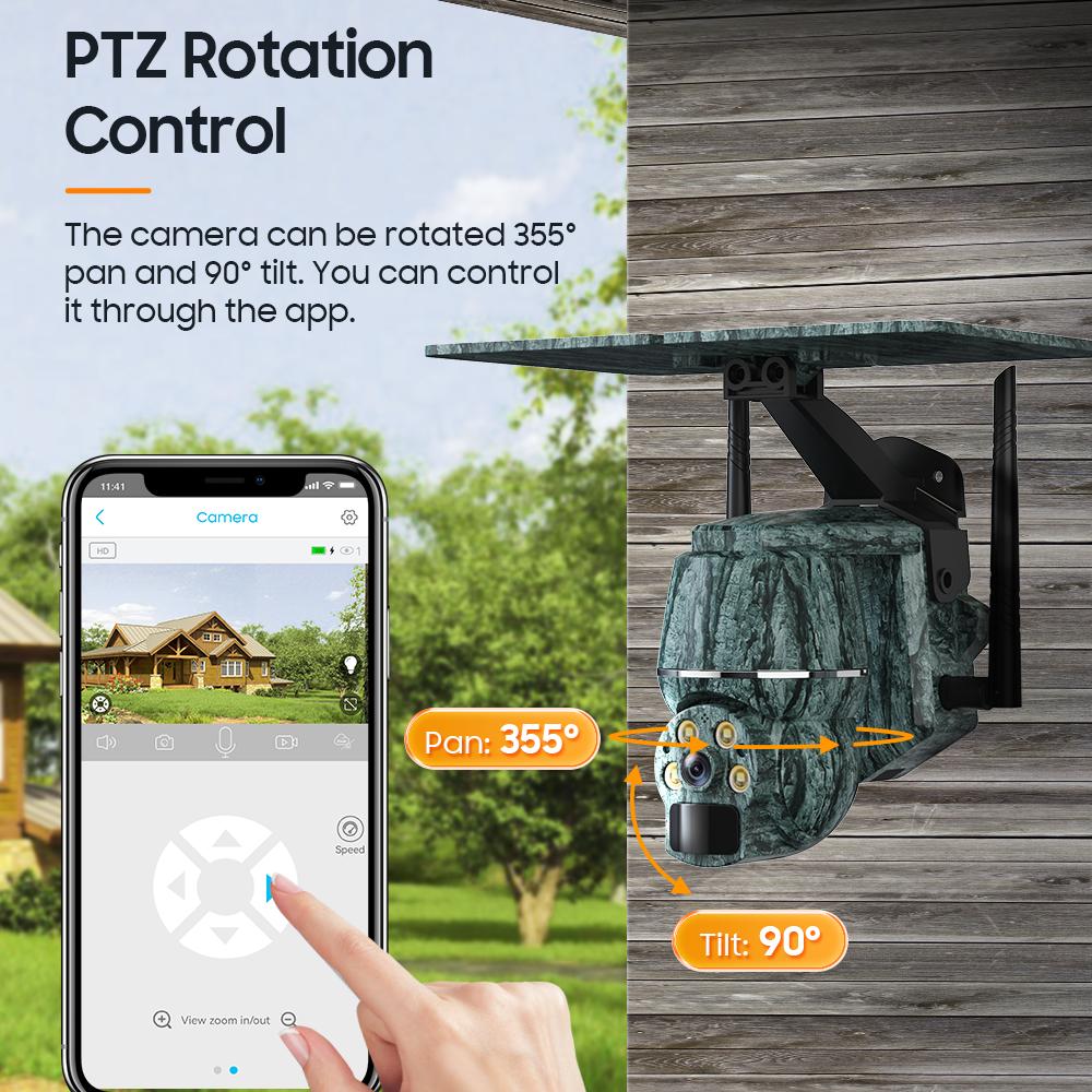 2K 4G SIM наружная солнечная камера 5MP WIFI человек/животное PIR беспроводная PTZ водонепроницаемая охранная IP камера ночного видения для наблюдения за дикой природой