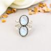 925 Sterling Silver Rainbow Moonstone Gemstone Oval Shape Ring For Women Black Moonstone Ring