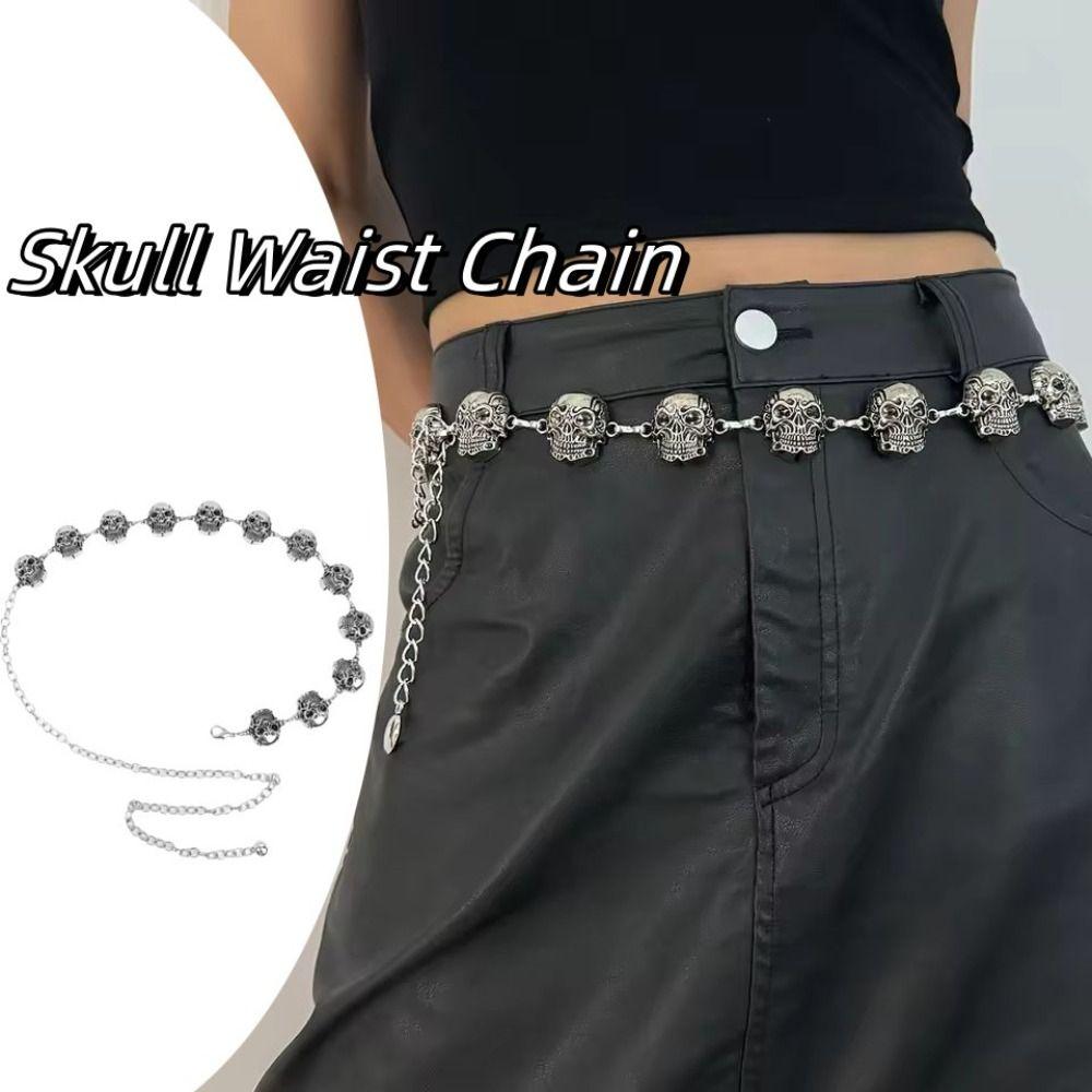 Y2K Skull Waist Chain Punk Waistband Fashion Body Chain Girl