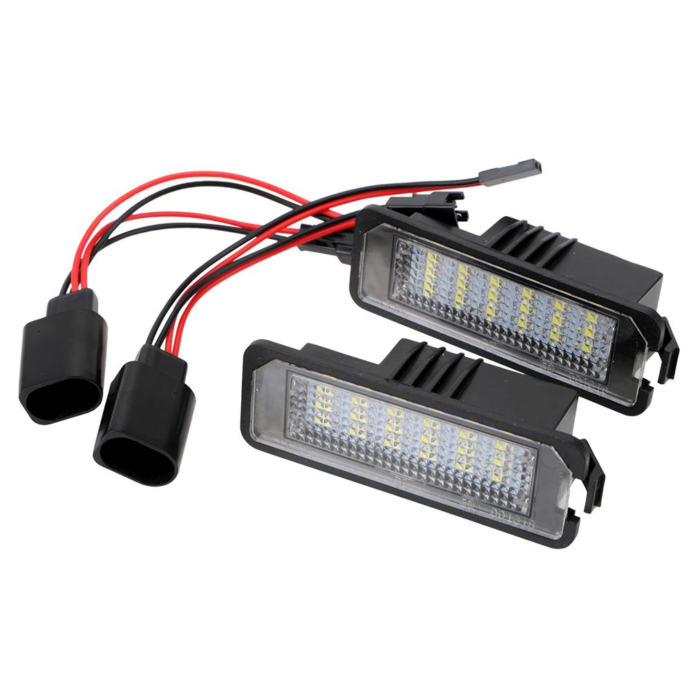 2Pcs 12V 6500K Car License Number Plate Lights For VW Golf MK4 MK5 MK6 Passat Polo CC Eos 18SMD Error Free LED Car Accessories
