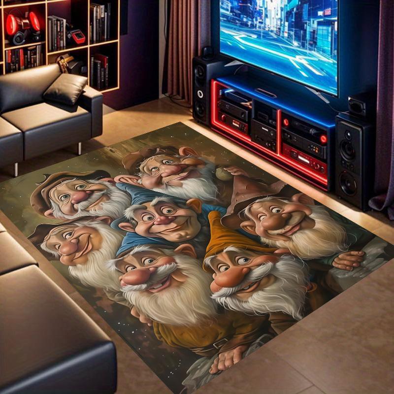 Seven Dwarfs Gnome Group Portrait Oil Painting Art Area Rug Non‑Slip Floor Mat Carpet for Living Room Bedroom Home Decor