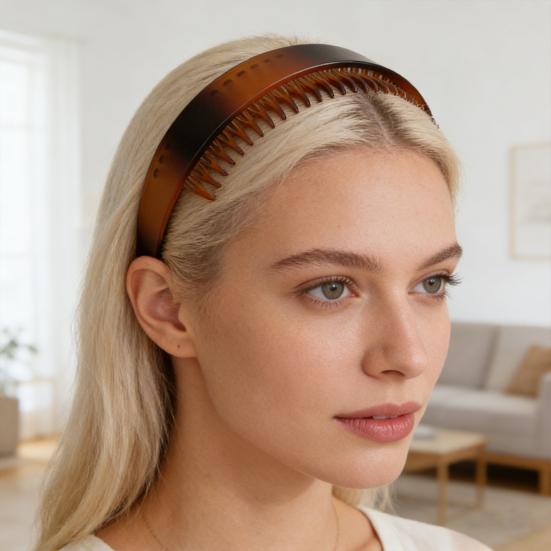 Ободок для волос Extra Wide Thick Headband с нескользящими зубьями в винтажном стиле, прочно держащийся, офисный аксессуар для волос