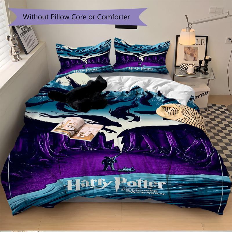 3pcs Harry Potter Duvet Cover Set - Machine Washable, Includes 1 Duvet Cover and 2 Pillowcases, No Core Included yy251022146