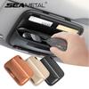Car Glasses Holder Leather Car Sun Visor Sunglasses Clip Card Ticket Holder Interior Storage Bag