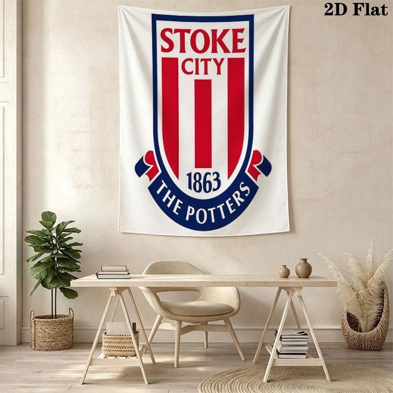 Stoke City F .C Wall Hanging Printed Fabric Blanket Decorative Tapestries for Bedroom Living Room Home Decor