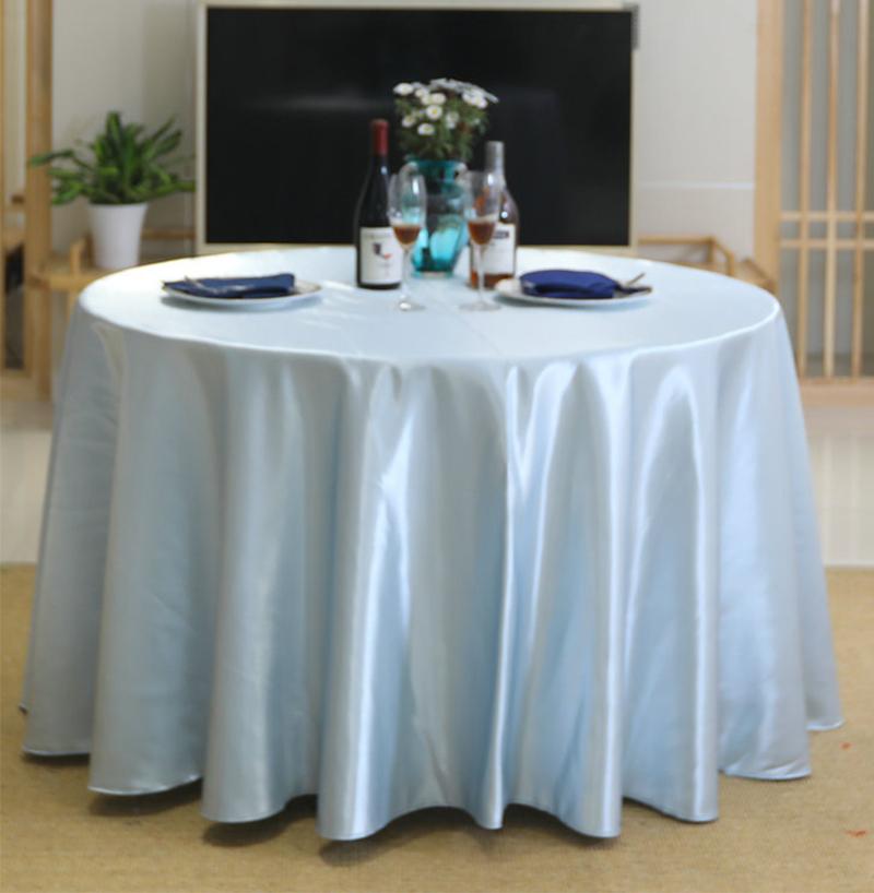 Round Satin Tablecloth Sky Blue Bright Silk Tablecloth For Baby Shower Wedding Birthday Party Banquet Christmas Table Decor