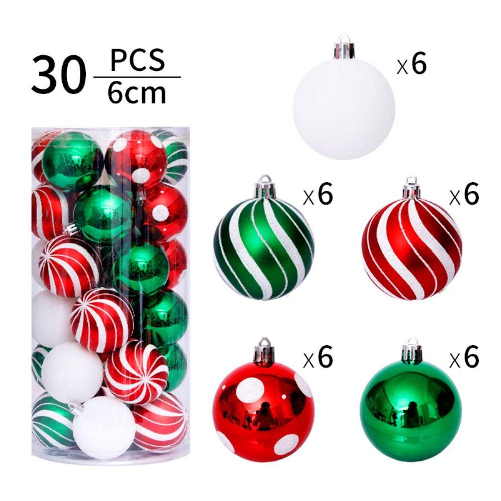 30Pcs/box Electroplated Painted Christmas Balls 6cm Christmas Tree Ornaments Ball  Christmas Party