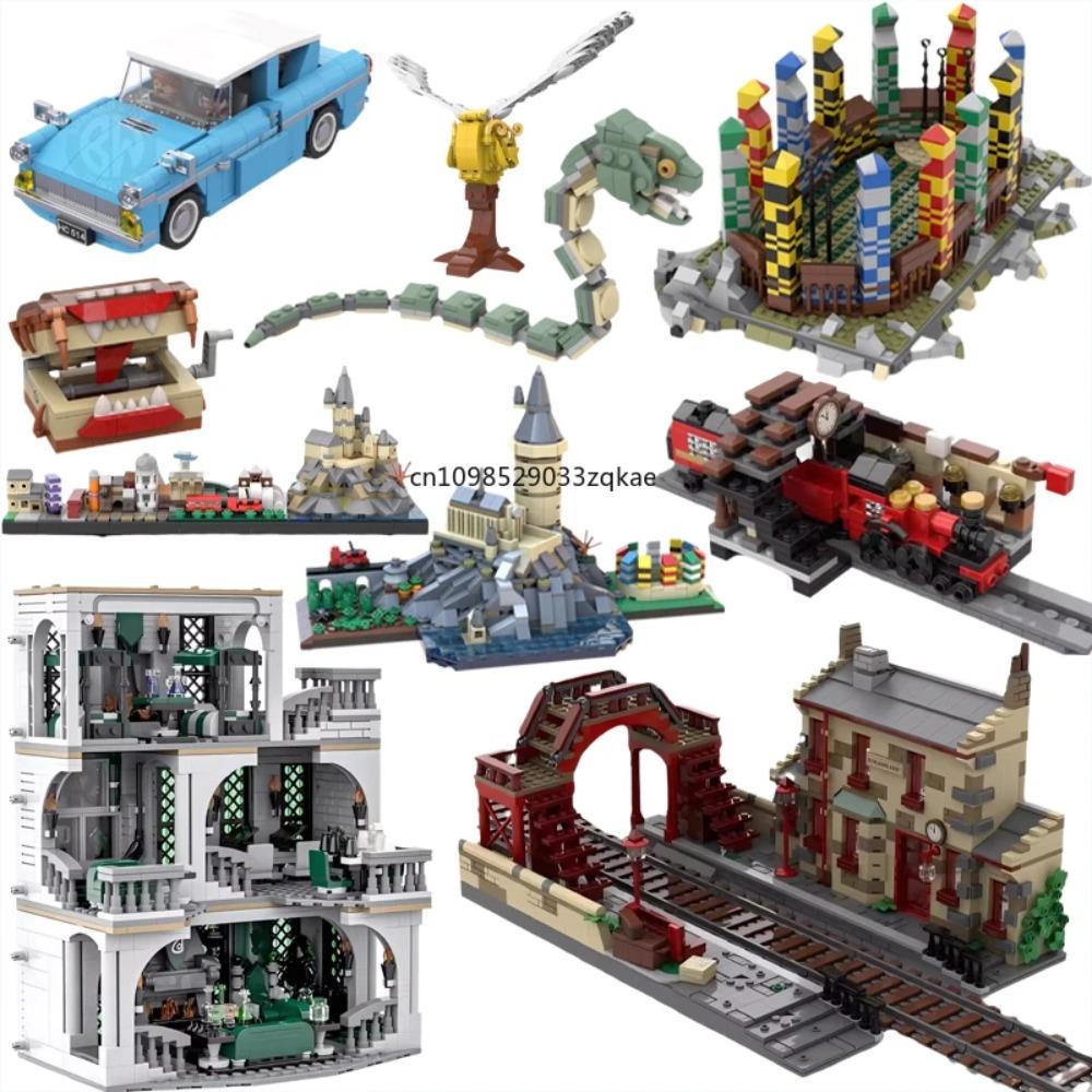 Классическая Сцена Академия Волшебников MOC Магические Фигурки из Фильмов Brickheadz Животные Наборы Замок Станция Городской Пейзаж Строительные Блоки Детская Игрушка Подарок