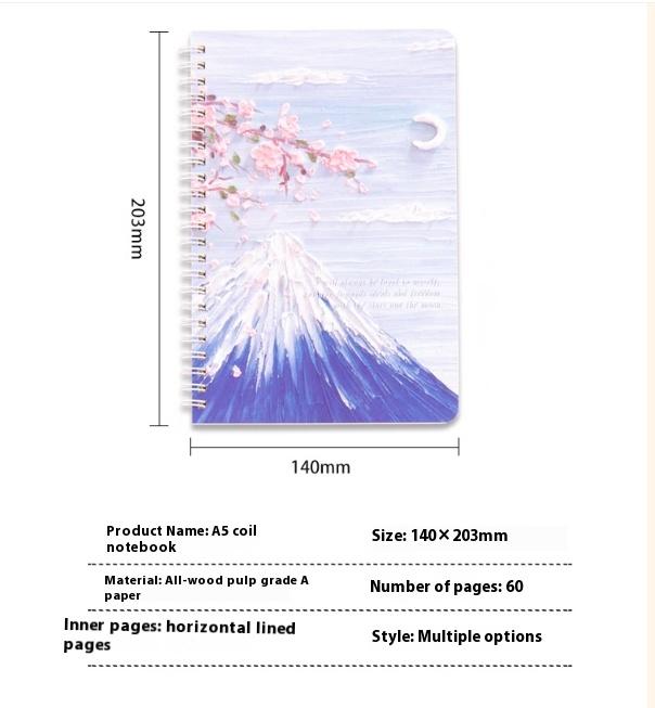 Oil Painting Landscape A5 Coil Student Cute Stationery Thickened Horizontal Line Memo Diary Notebook