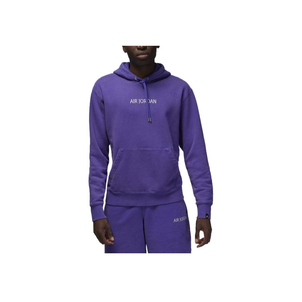 Jordan Solid Color Hooded Sweatshirt with Brand Logo and Drawstring Men Sweatshirt Dark-Purple DV6464-514