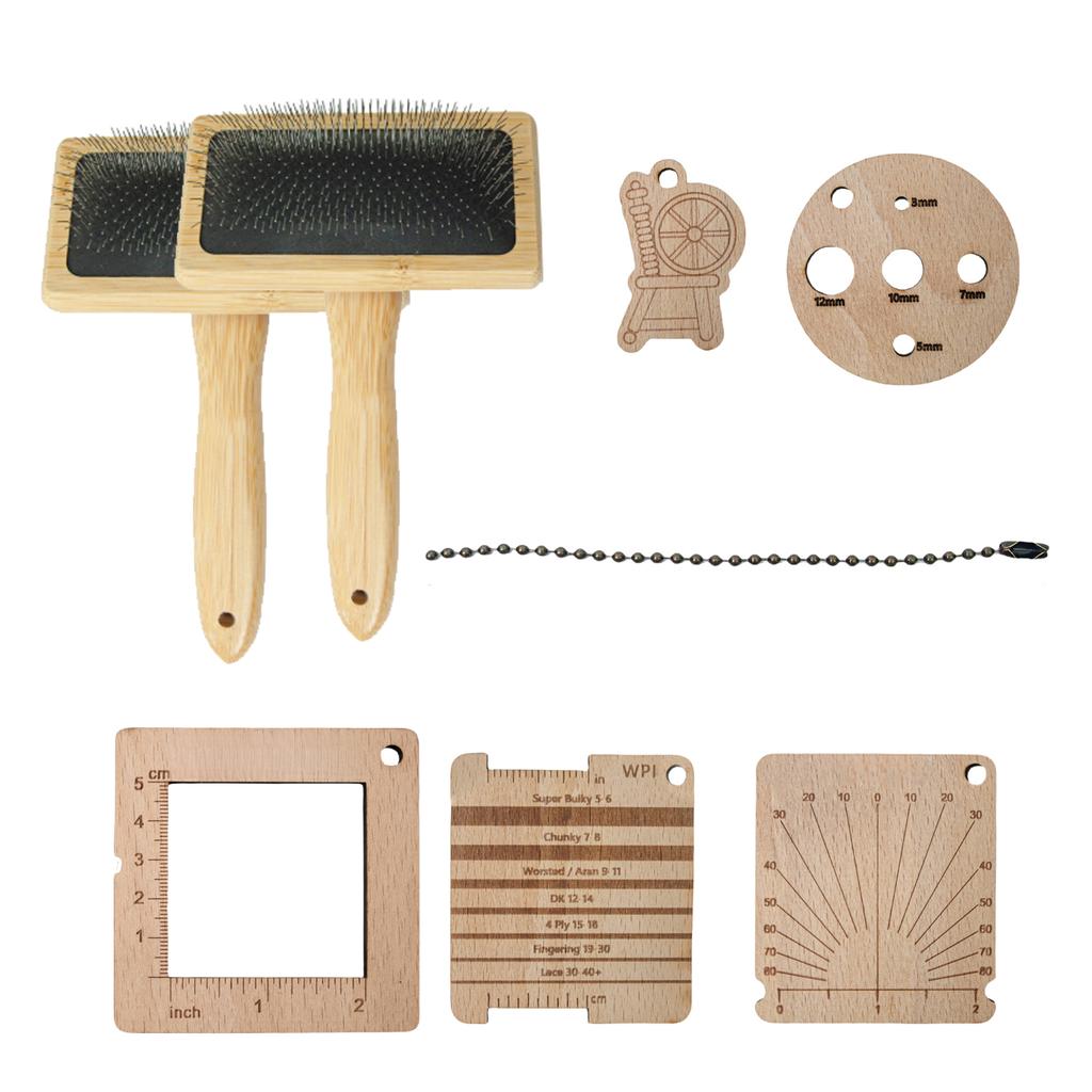 Деревянный измеритель плотности вязания, пряжи, кардеры для шерсти, инструмент для вязания, крючком, набор инструментов для измерения вязания