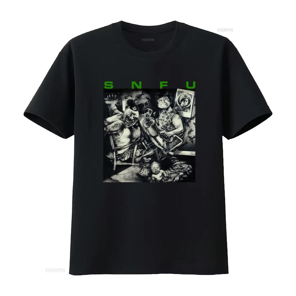 Snfu Better Than A Stick In The Eye Album Cover Print Black T Shirt vintage Washed Top For Everyday Wear Stylish graphic