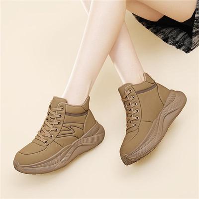 Женские утепленные кроссовки-хайтопы на толстой подошве, осень/зима 2025