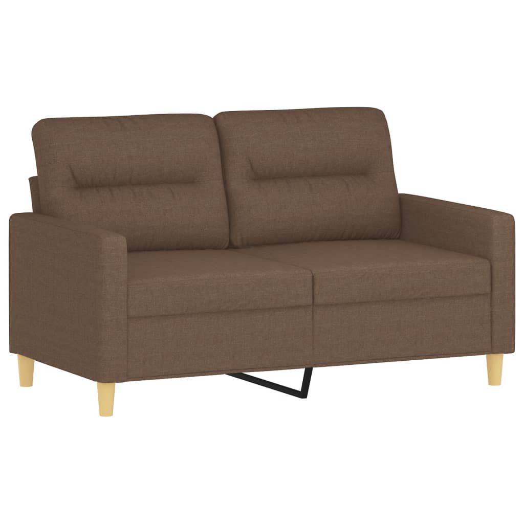 2 Seater Sofa with Decorative Cushions Brown 120 cm Fabric