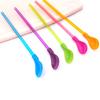 10Pcs 2 In 1 Straw Spoons Reusable Cocktail Straws for Milkshakes Smoothies Spoon Removable Pureed Fruit Straw Spoon for Thick Drinks Coffee Ice Cream