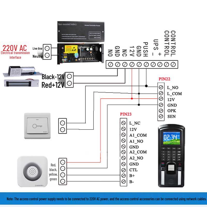 ZhenDi Fingerprint Access Control & Time Attendance System CN plug (adapter included)