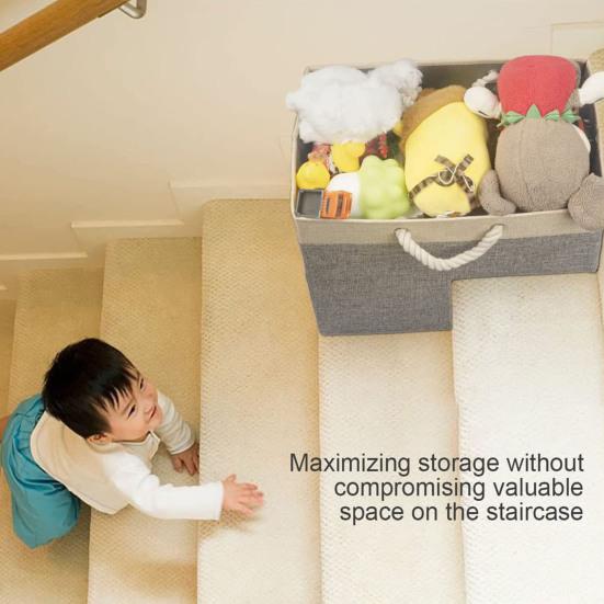Лестничная корзина с ручками для книг, сумка для хранения одежды, игрушки, складная большая вместительная детская сумка для хранения мелочей, хранение на ступеньках