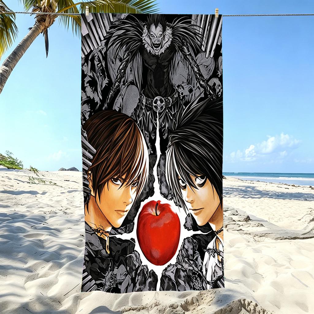 1 шт. Пляжное полотенце в тематике D-Death Note, микрофибра, быстросохнущее, мягкое, приятное для кожи, спортивное полотенце для спортзала, модные пляжные аксессуары