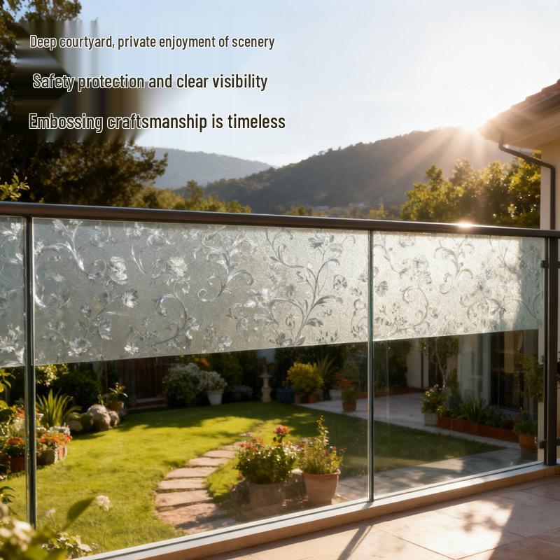 Privacy 2D Embossed Window Film: Anti-Peep, Adhesive-Free Electrostatic Sticker for Bathroom, Kitchen, and Glass Doors