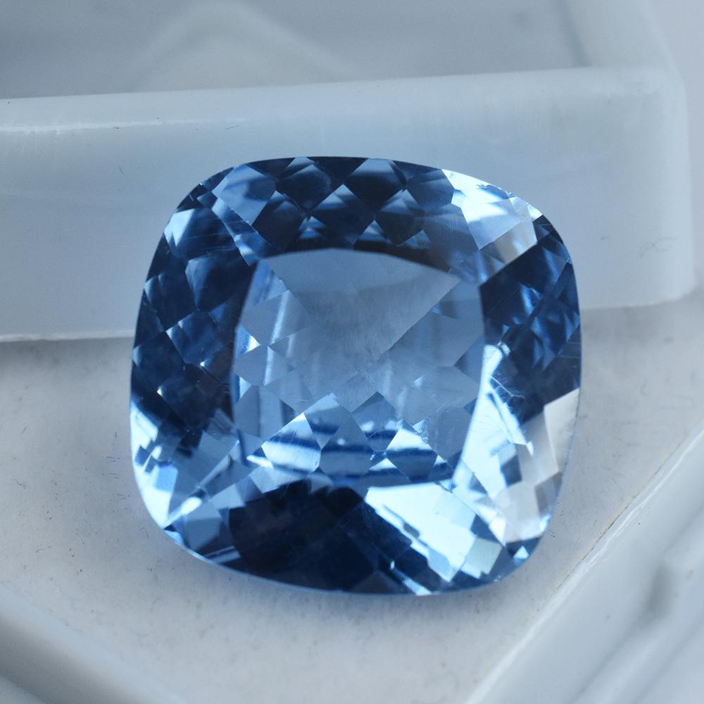 Natural Blue Aquamarine Loose Gemstone 12.95 ct Square Cushion for Jewelry Making and Crafts