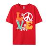 Peace Sign Love 60s 70s Costume Groovy Hippie Theme Party Funny Shirts Women Anime T Shirts Mother's Day