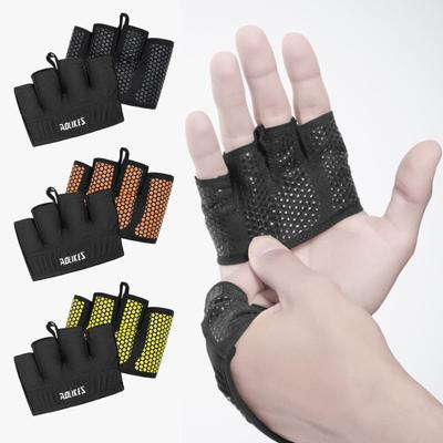 1 пара перчаток для фитнеса с эластичной подкладкой для ладоней, перчатки для тяжелой атлетики, для тренировок в спортзале, противоскользящие накладки на ручки, унисекс, перчатки с половиной пальцев