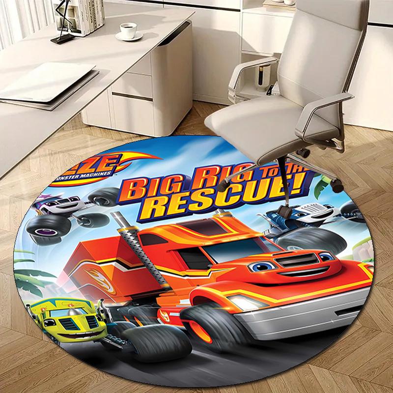 1pc Blaze and the Monster Machines Design Printed Area Round Carpet for Bedroom Living Room Home Decor Rugs Mat Non Slip Mat Rug for Bedside