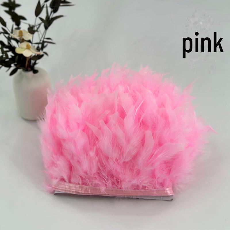 Red Lace Net Turkey Feather Strips for DIY Handmade Wedding Dance Costumes and Decorations