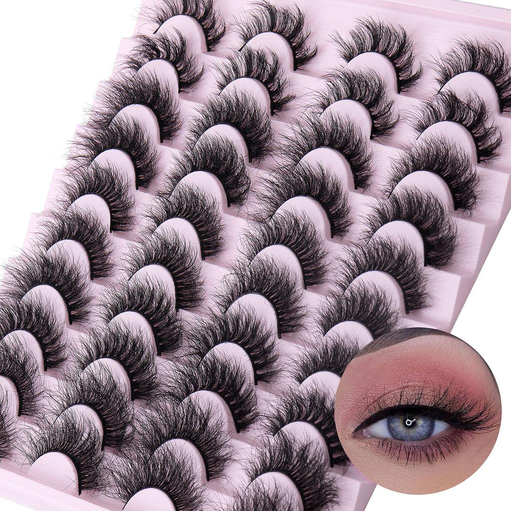 Накладные ресницы из искусственного норкового волокна, 20 пар густых завитых многослойных жареных ресниц